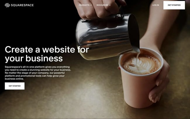 the squarespace small business website landing page.